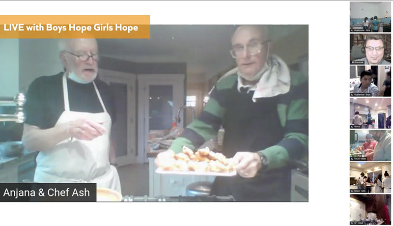 John Ash cooking and instructing on the live