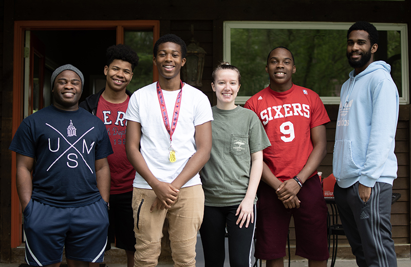 KC crew from left: Emmanuel (collegian) with scholars LaRon, Aaron, Trent, and team members Valencia and Courtney